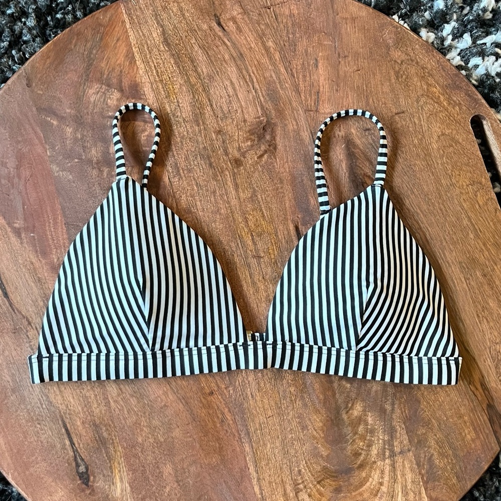 Hollister black and white striped triangle bikini top